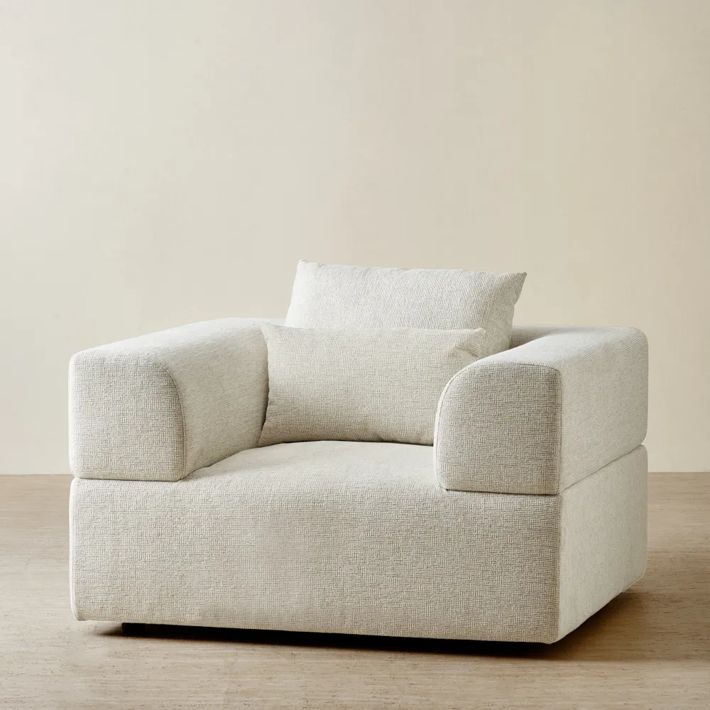 Riviera III Isabelline White Fabric Occasional Chair