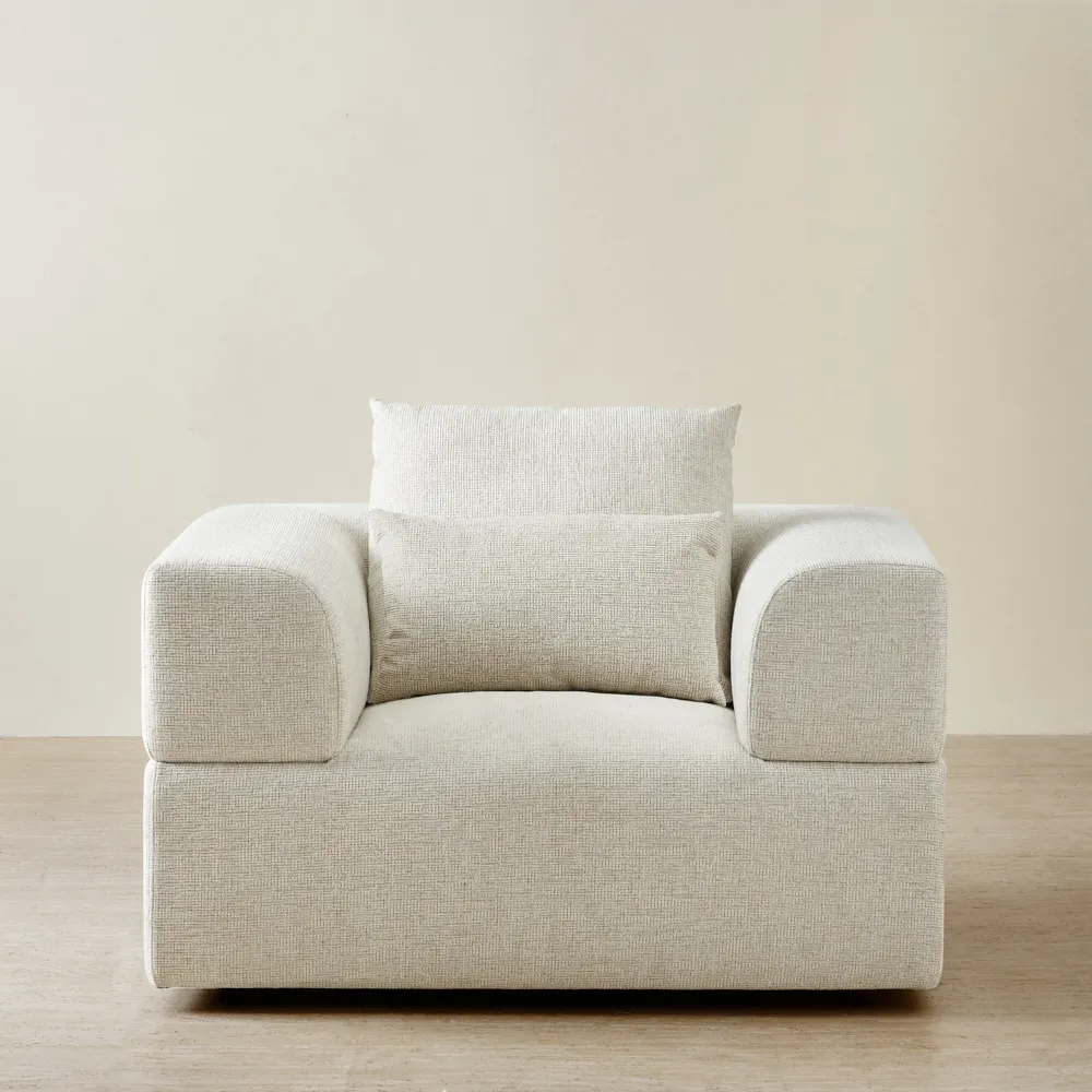 Riviera III Isabelline White Fabric Occasional Chair
