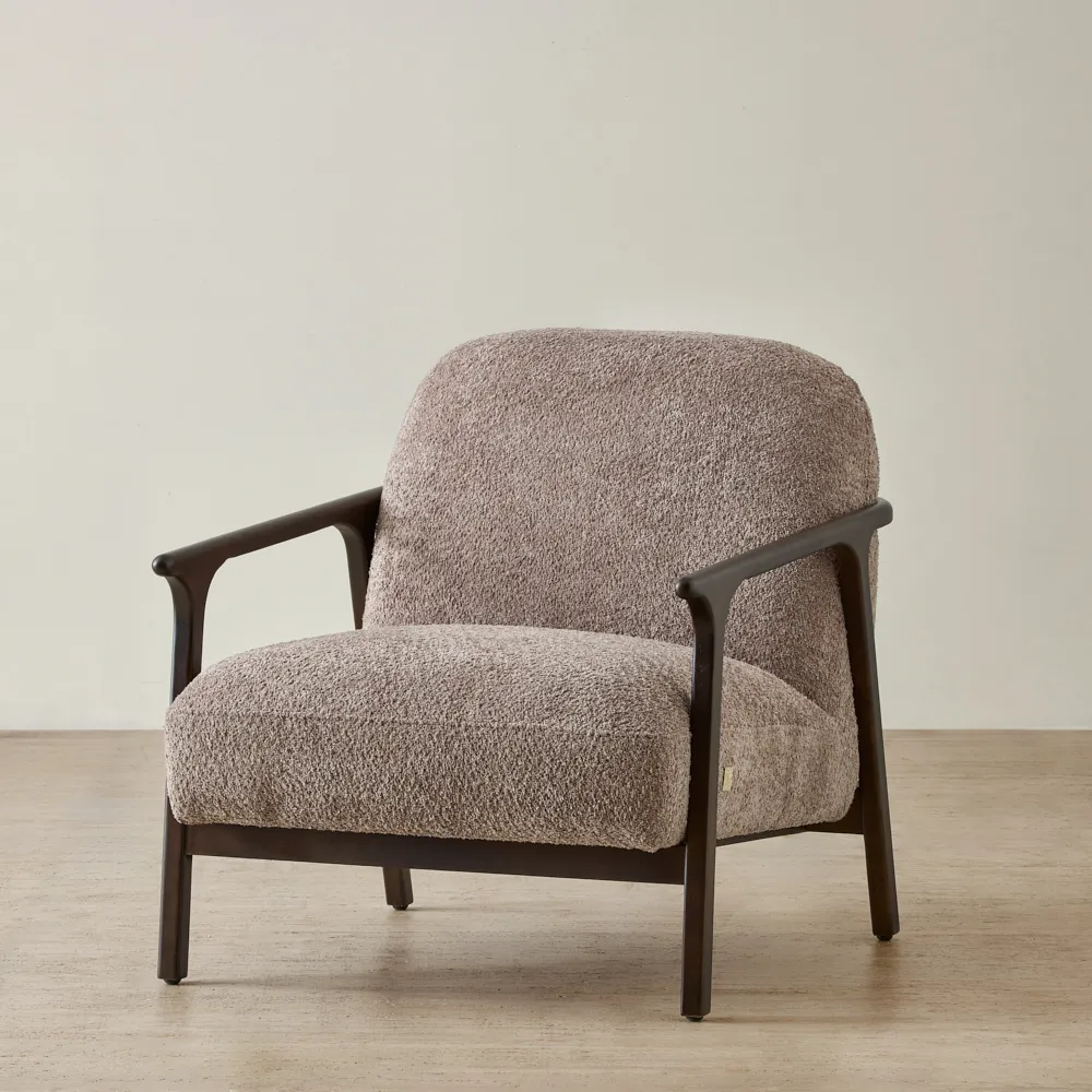 Delphine Warm Taupe Woven Fabric Occasional Chair
