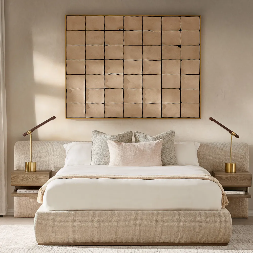 Riviera Isabelline White Fabric King Bed