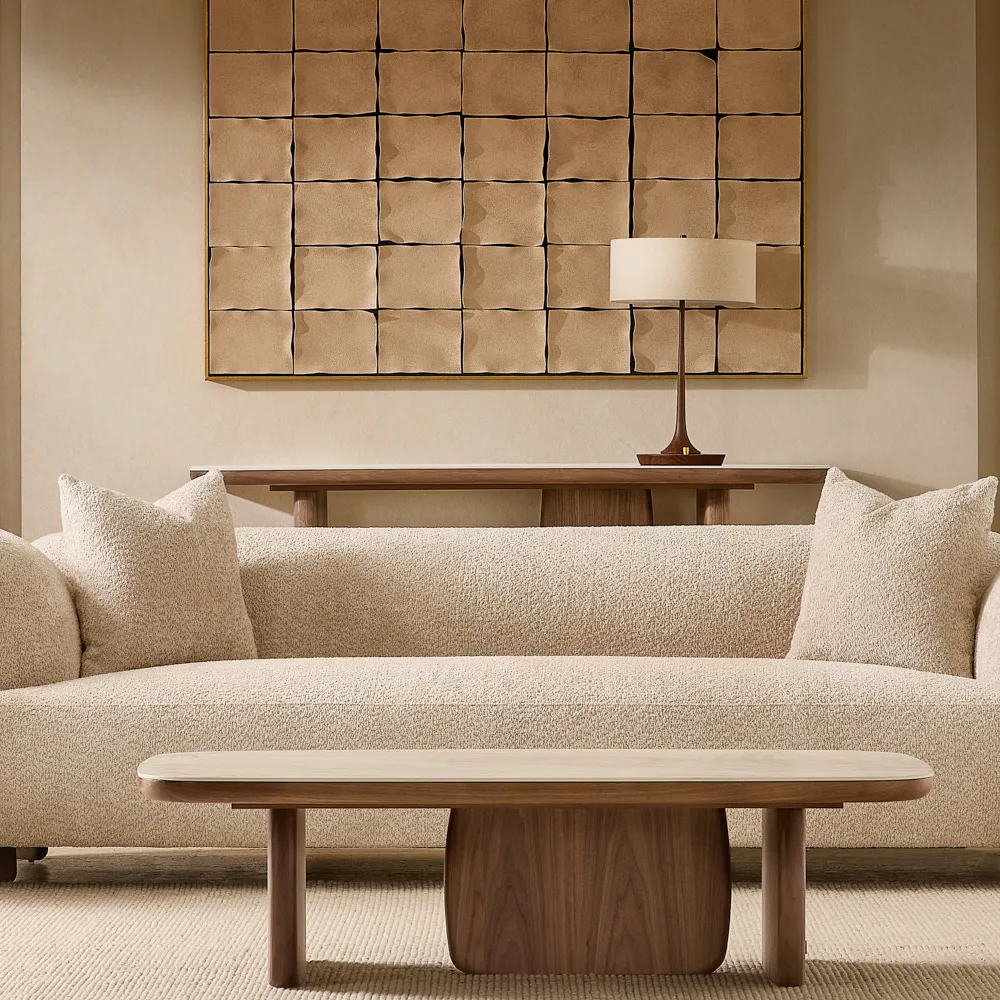Celia Mid Beige 3-Seater Woven Fabric Sofa