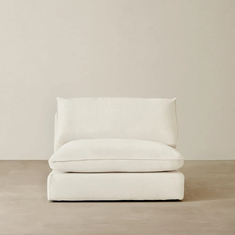 Macie Chiffon White Fabric Modular Sofa - Armless
