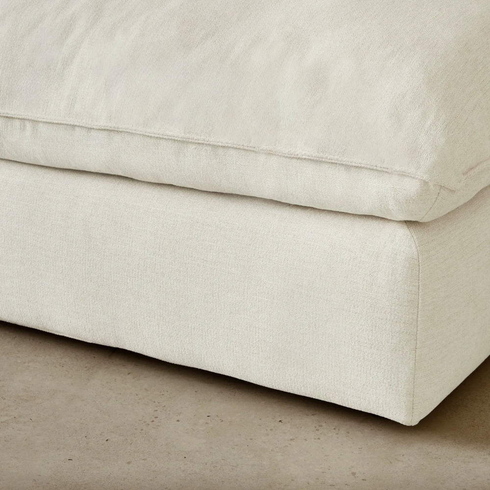 Macie Chiffon White Fabric Modular Sofa - Armless