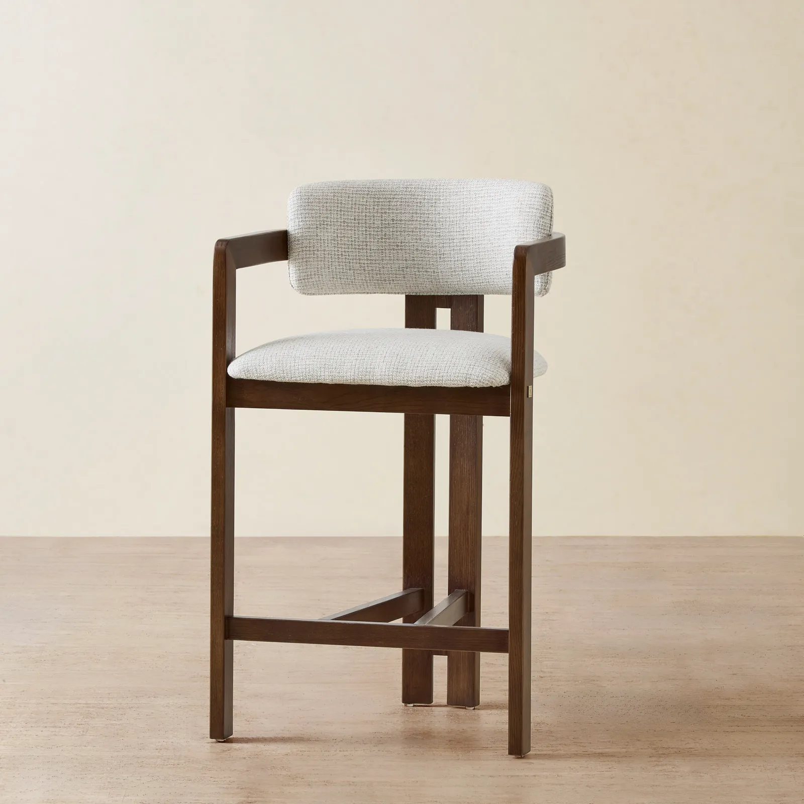Desmond Dove Grey Fabric Counter Stool - Dark Brown Ash Legs