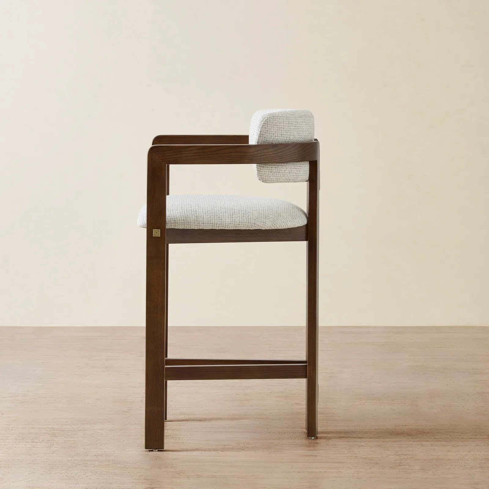 Desmond Dove Grey Fabric Counter Stool - Dark Brown Ash Legs