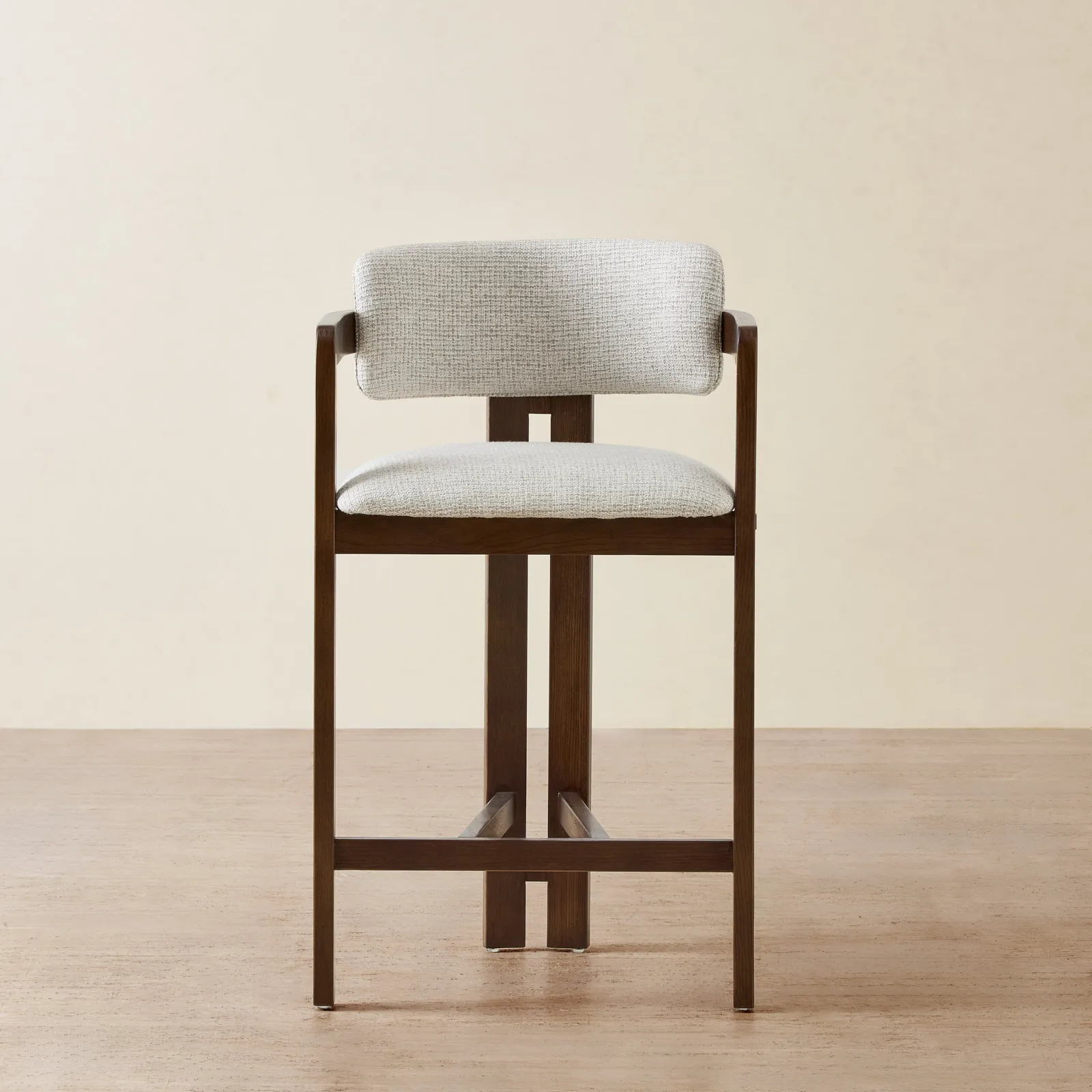 Desmond Dove Grey Fabric Counter Stool - Dark Brown Ash Legs