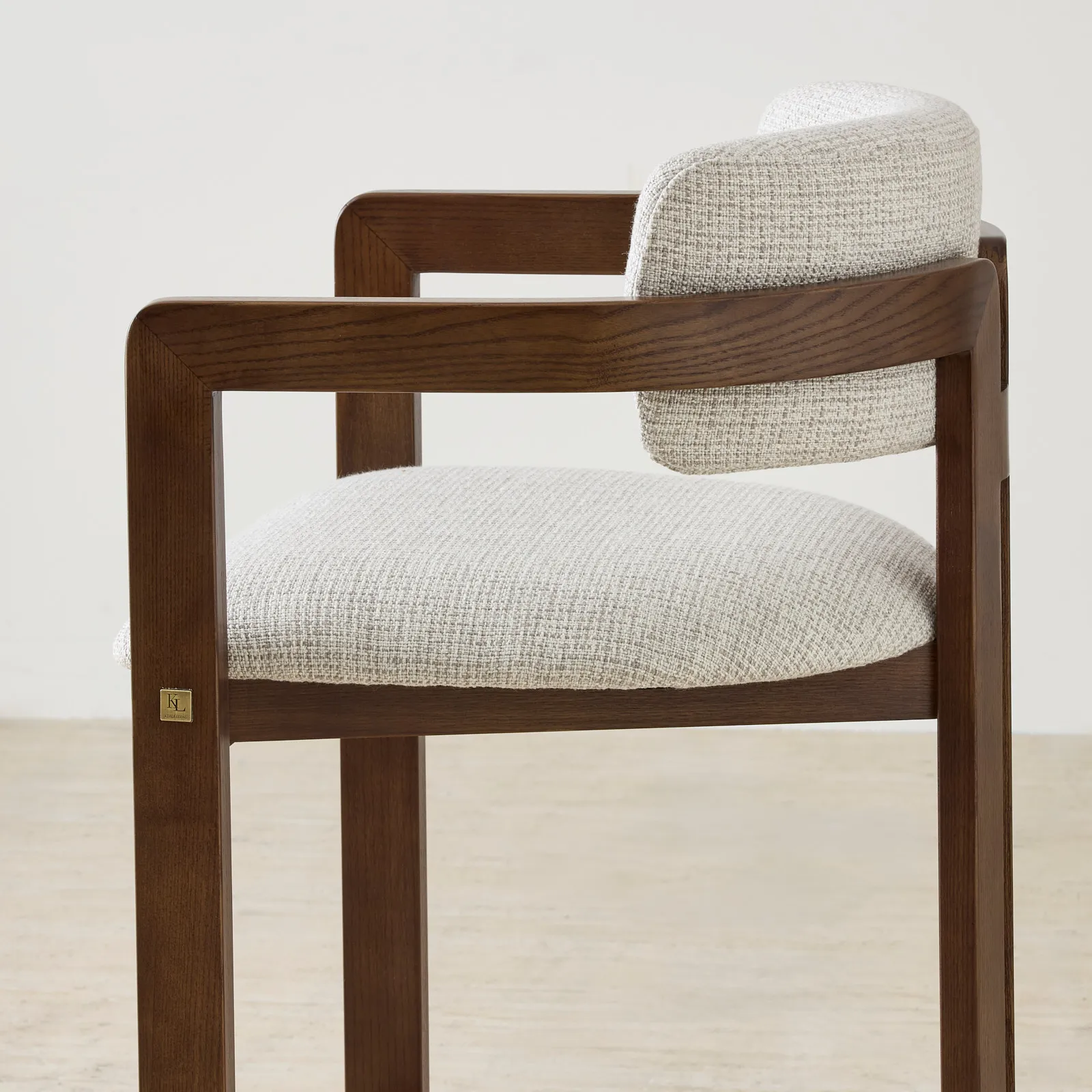 Desmond Dove Grey Fabric Counter Stool - Dark Brown Ash Legs