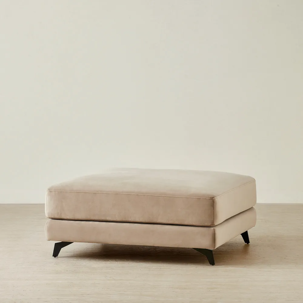 Jordan Beige Velvet Corner Sofa - Ottoman