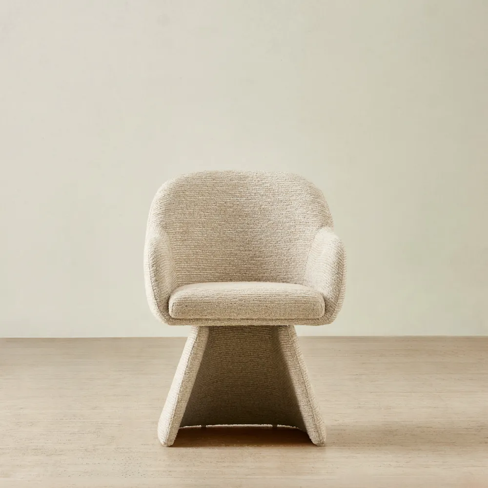 Antonia Dusty Beige Fabric Swivel Dining Chair