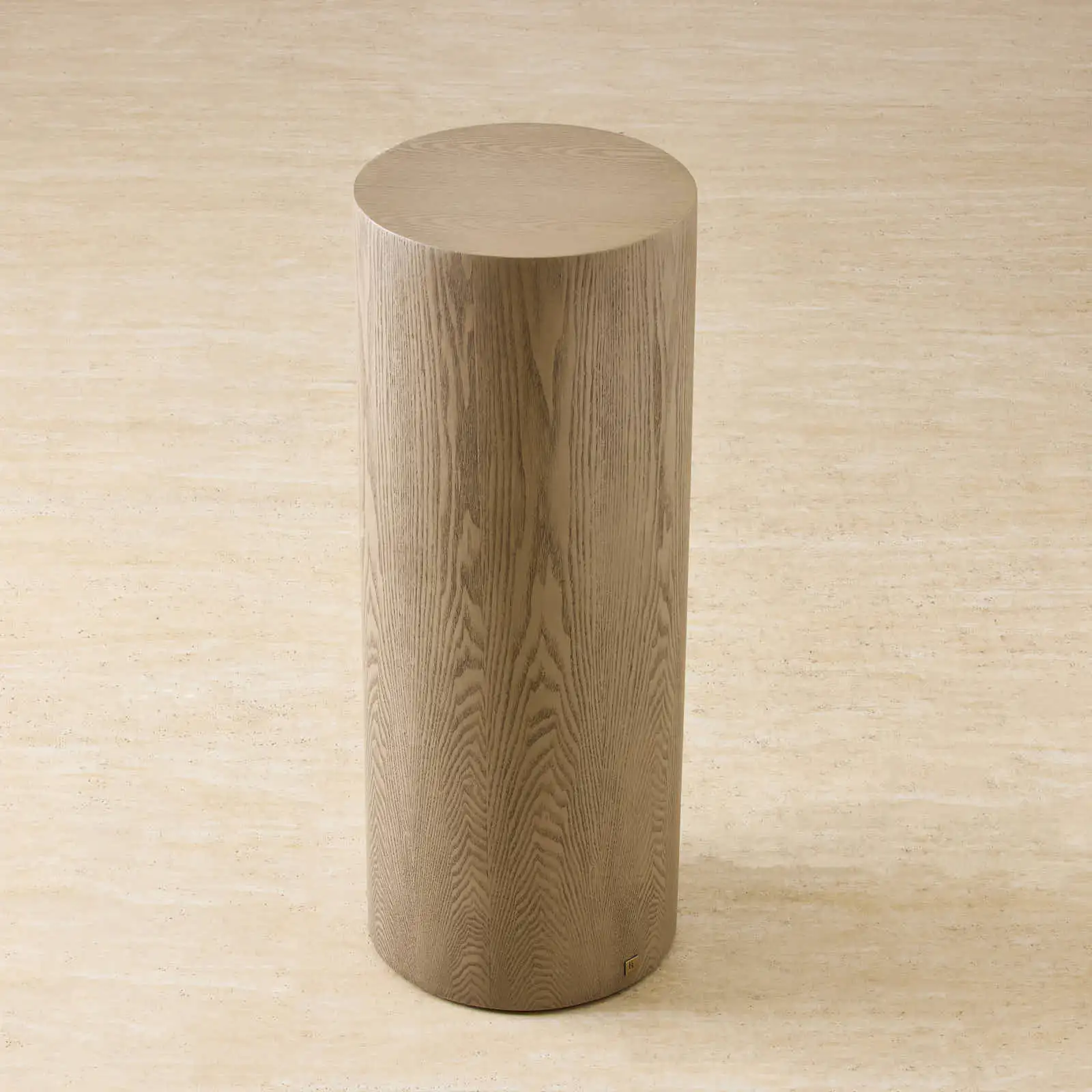 Trento Round Medium Brown Ash Veneer High Plinth