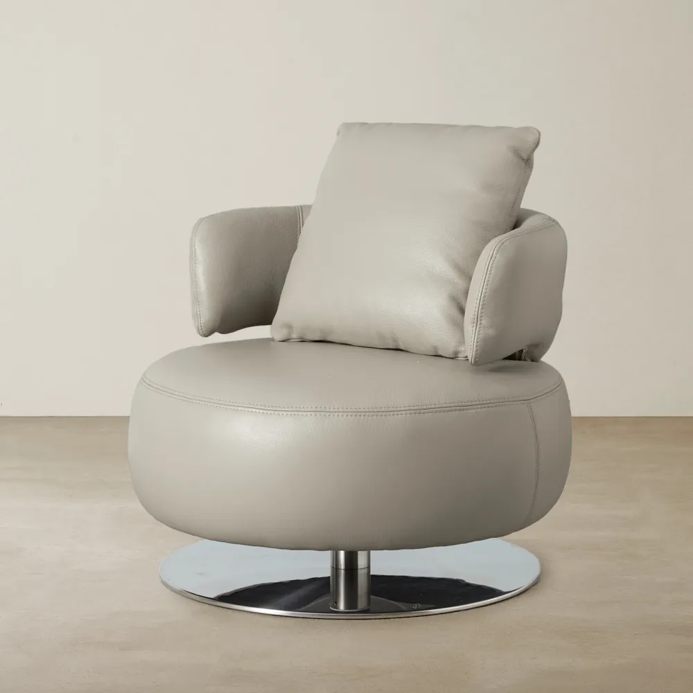Vermont Milk Coffee Leather Swivel Occasional Chair