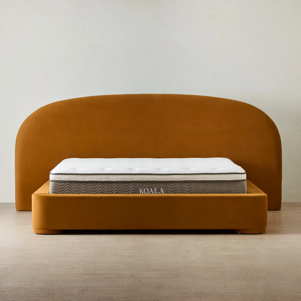 Estelle Velvet Mustard Velveteen Fabric Queen Bed