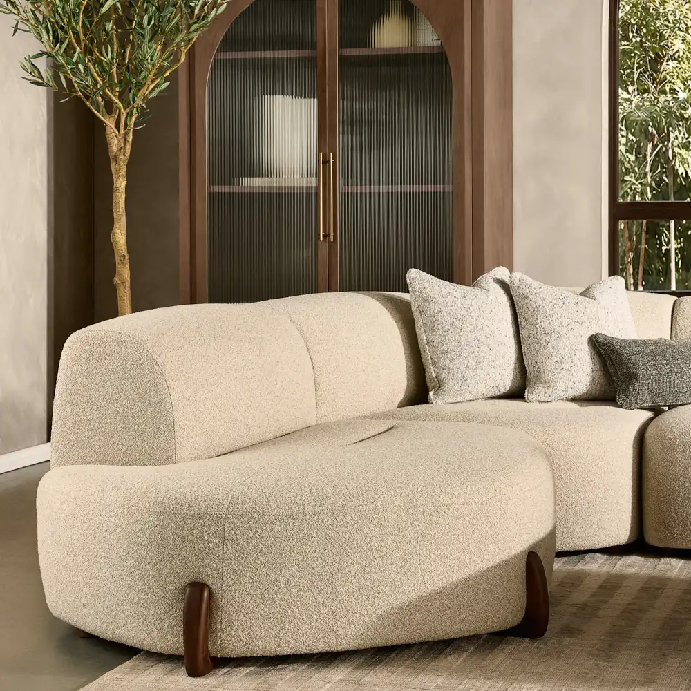 Calma Fusion Grey Fabric Left Cuddler Module