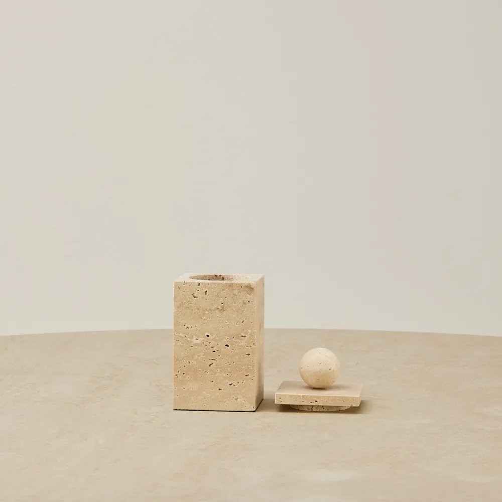 Peta Beige Travertine Box 17.5cm