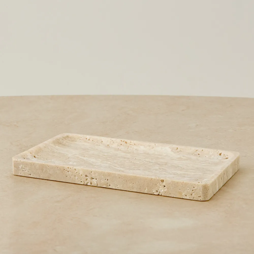 Voni Beige Travertine Rectangular Tray