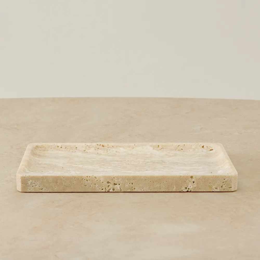 Voni Beige Travertine Rectangular Tray