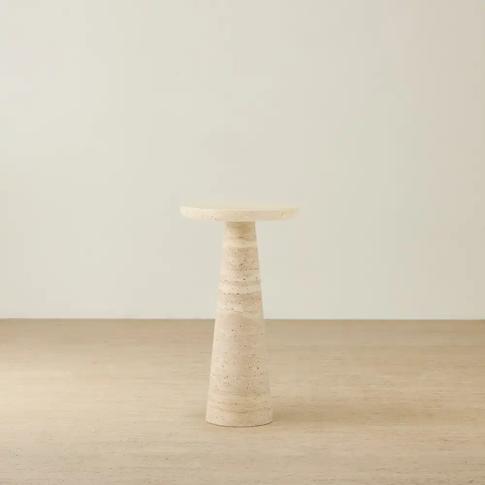 Hora Beige Travertine Side Table