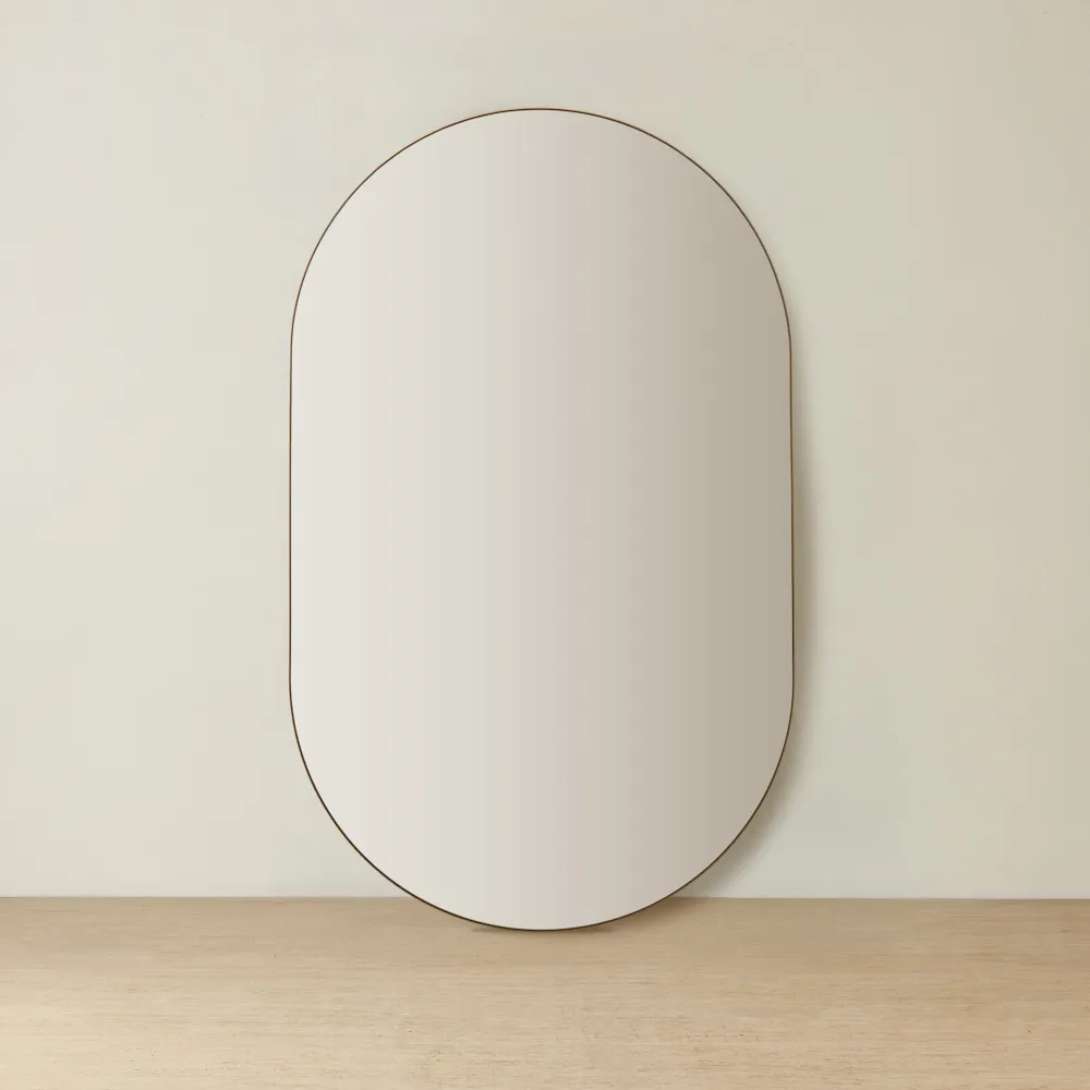 Kade Brushed Gold Oval Aluminium Mirror 180x110cm