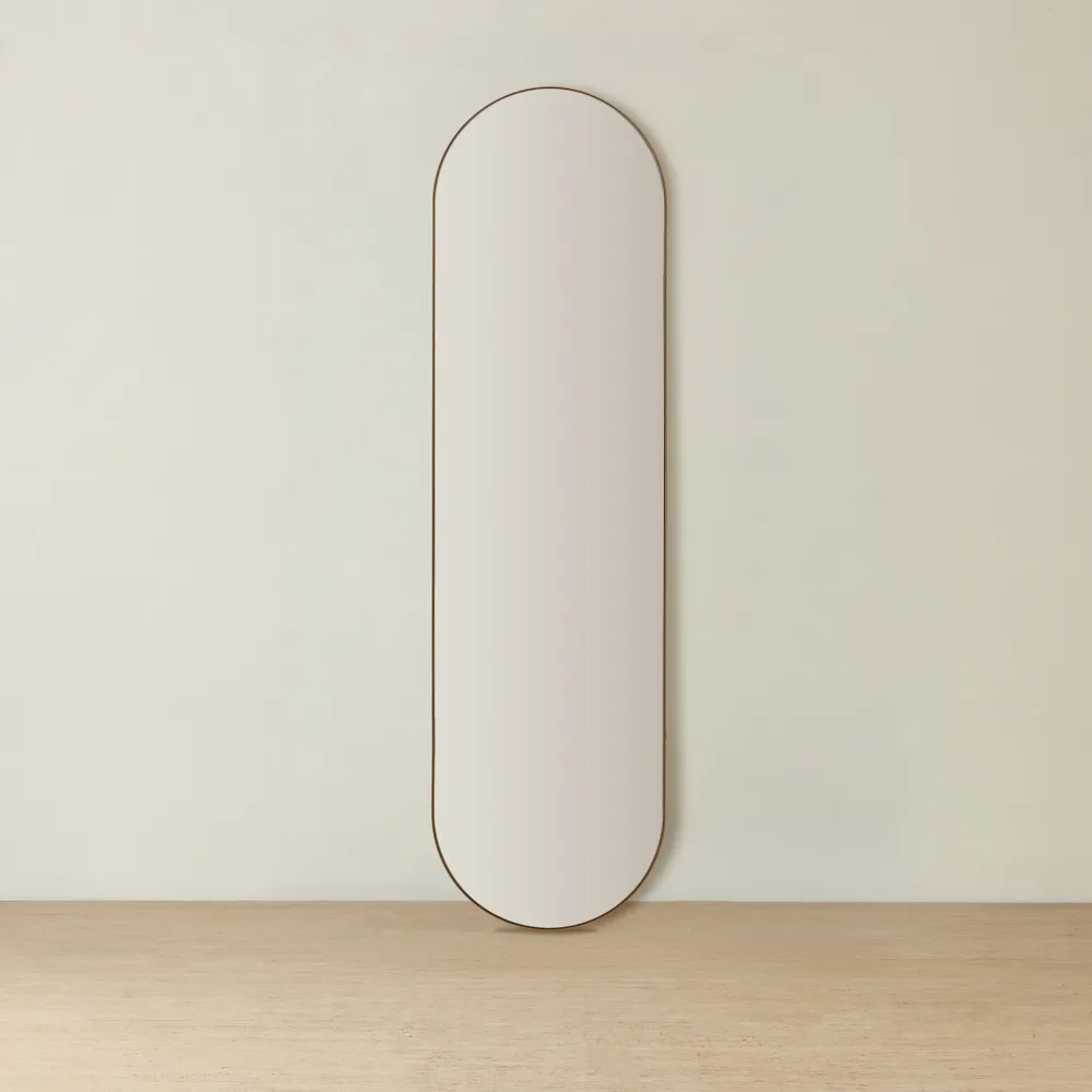 Kade Brushed Gold Oval Aluminium Mirror 180x50cm