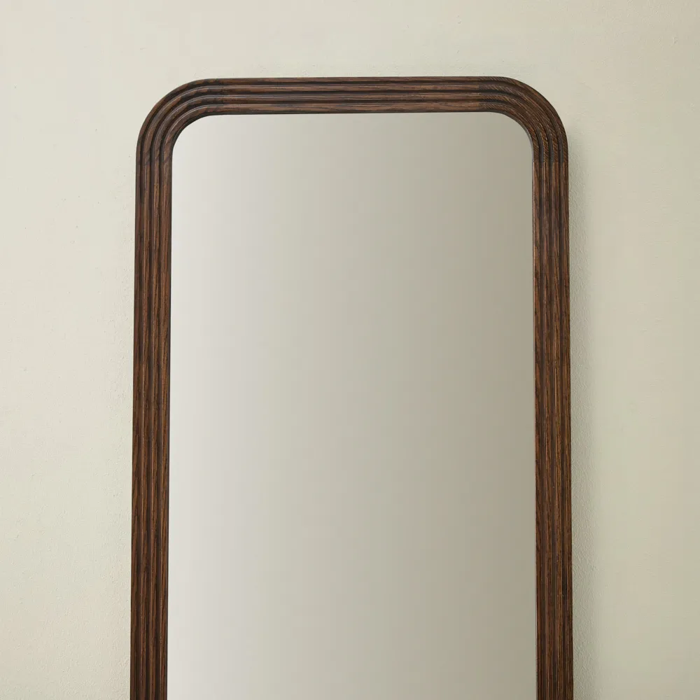 Liran Dark Ash Rectangle Wooden Mirror 180x50cm
