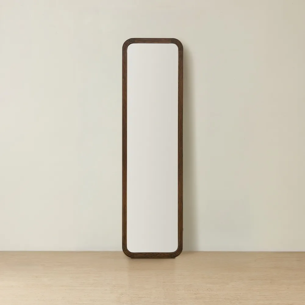 Liran Dark Ash Rectangle Wooden Mirror 180x50cm