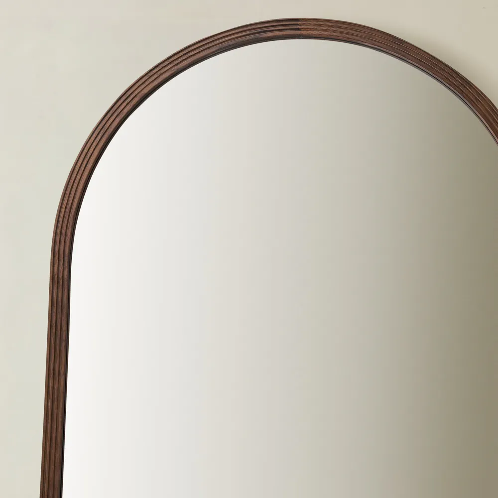 Liran Dark Ash Arched Wooden Mirror 140x110cm