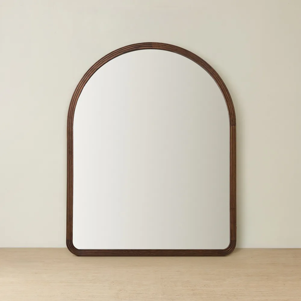 Liran Dark Ash Arched Wooden Mirror 140x110cm