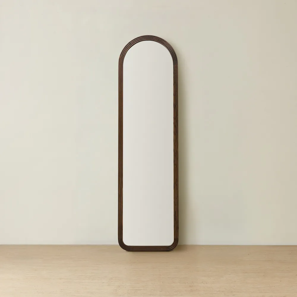 Liran Dark Ash Arched Wooden Mirror 180x50cm