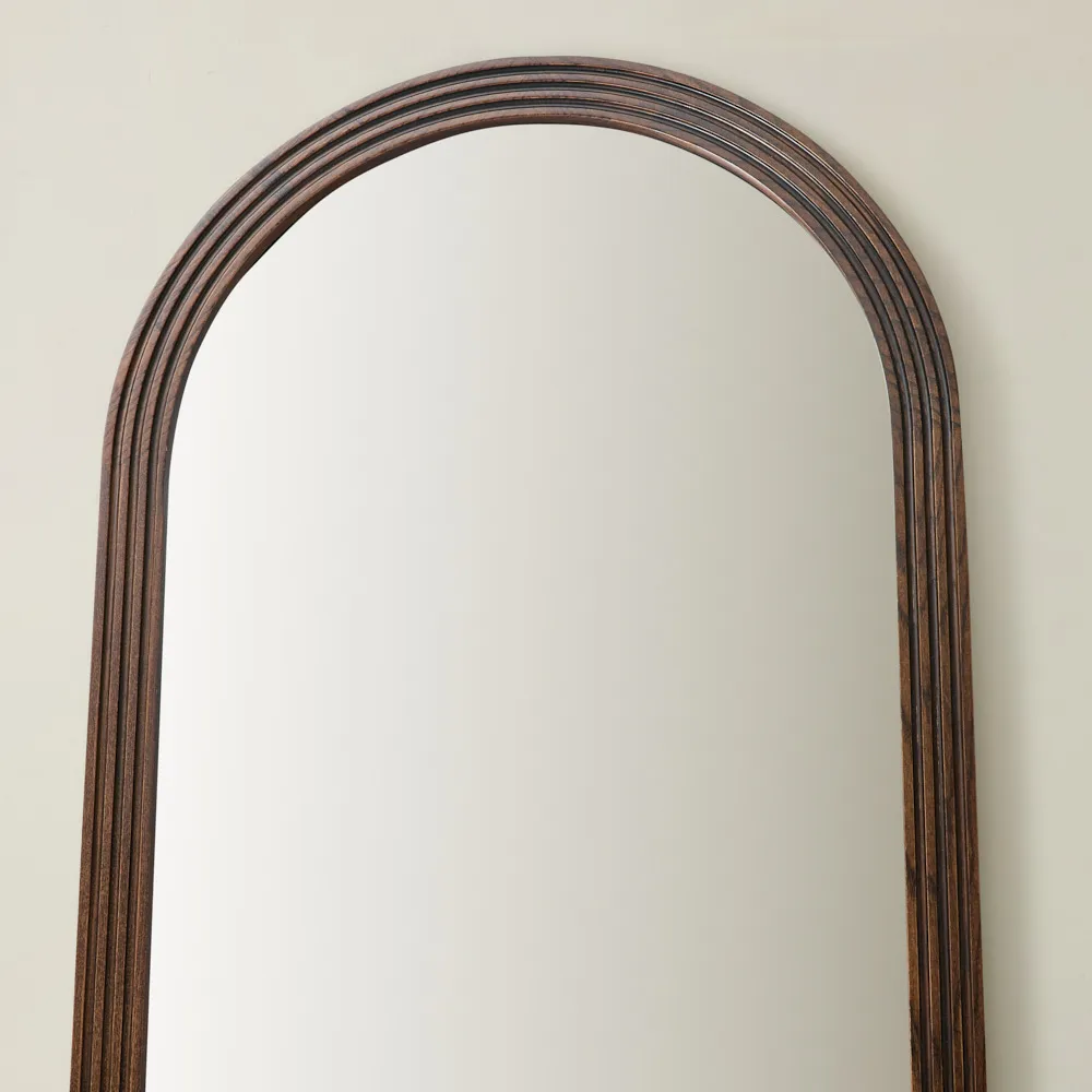 Liran Dark Ash Arched Wooden Mirror 180x50cm