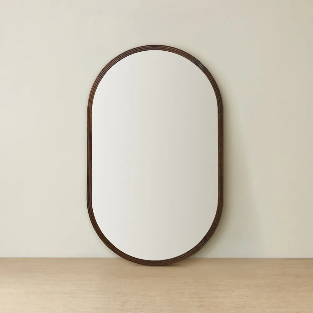 Liran Dark Ash Oval Wooden Mirror 180x110cm