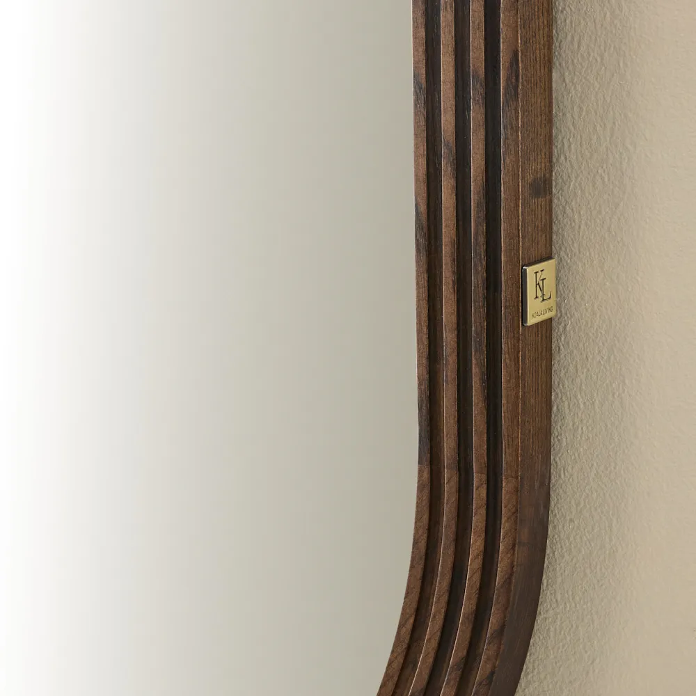 Liran Dark Ash Oval Wooden Mirror 180x50cm