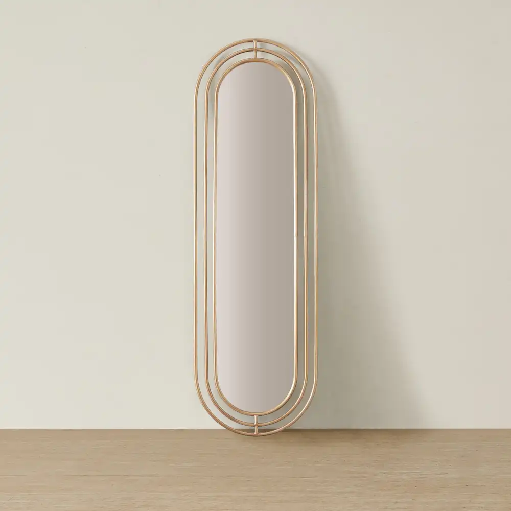 Hippodrome II Antique Gold Oval Mirror