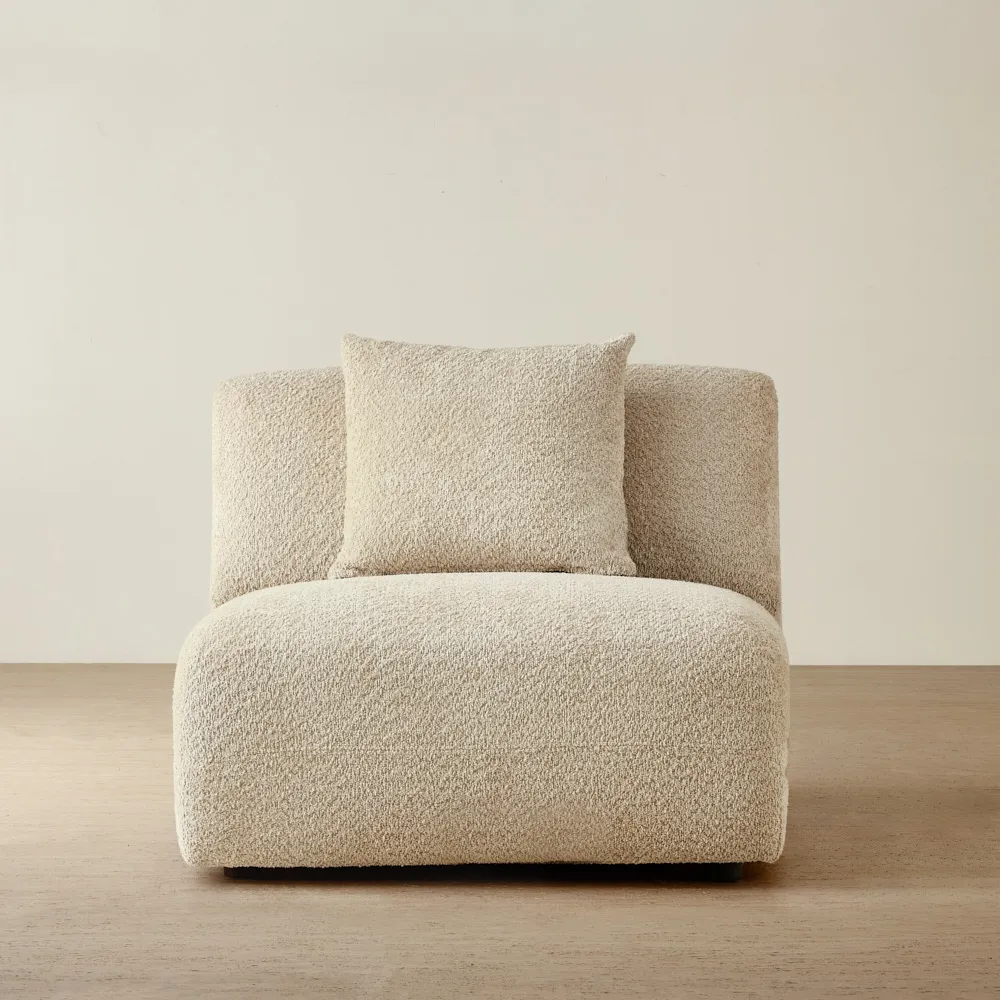 Willow II Mid Beige Woven Fabric Modular Armless Seat