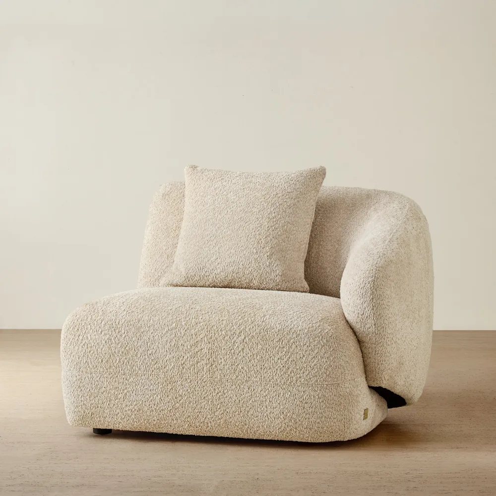 Willow II Mid Beige Woven Fabric Modular Right Arm Seat