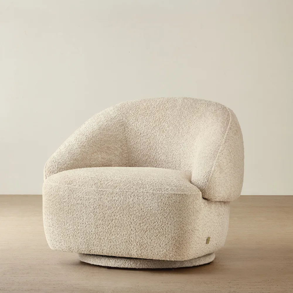 Verage II Mid Beige Woven Fabric Swivel Occasional Chair