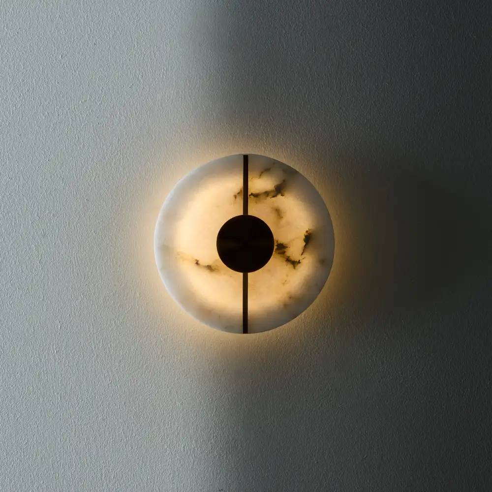 Irene II Circle Alabaster Wall Lamp 20cm