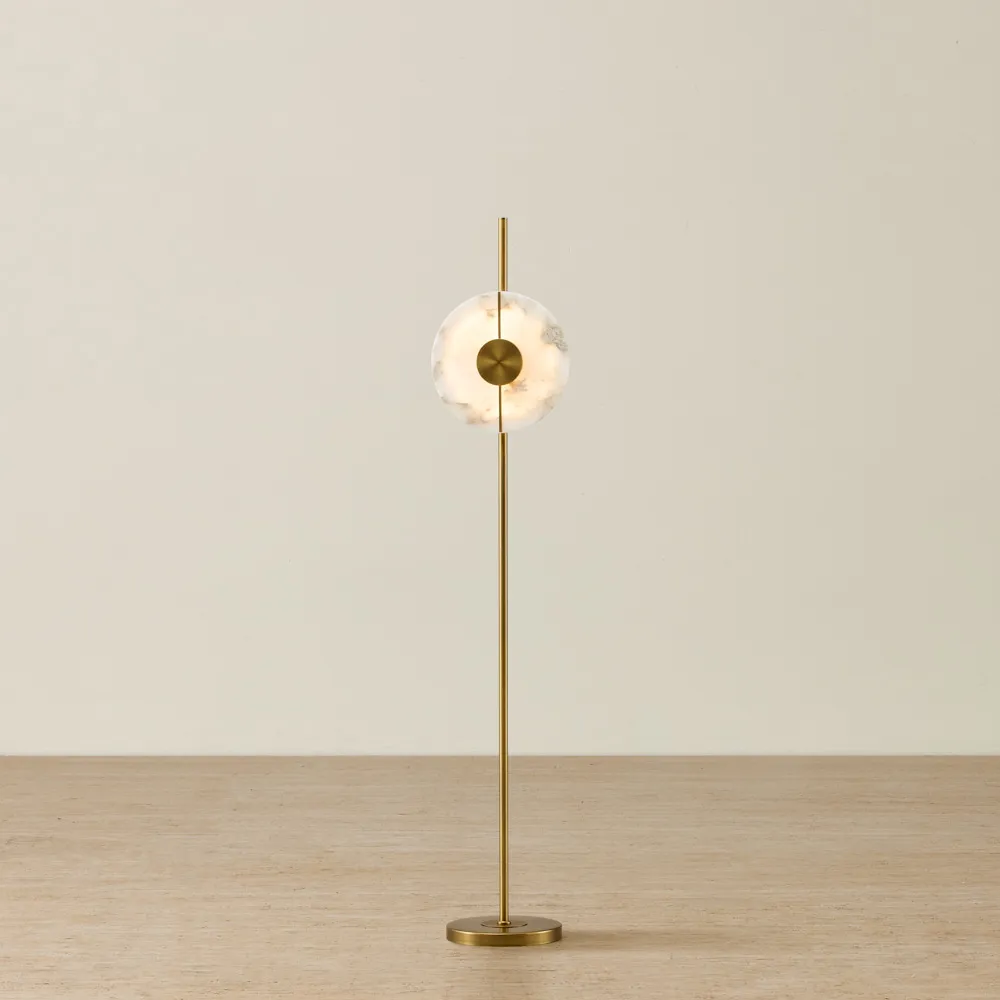 Irene II Circle Alabaster Floor Lamp 30x150cm