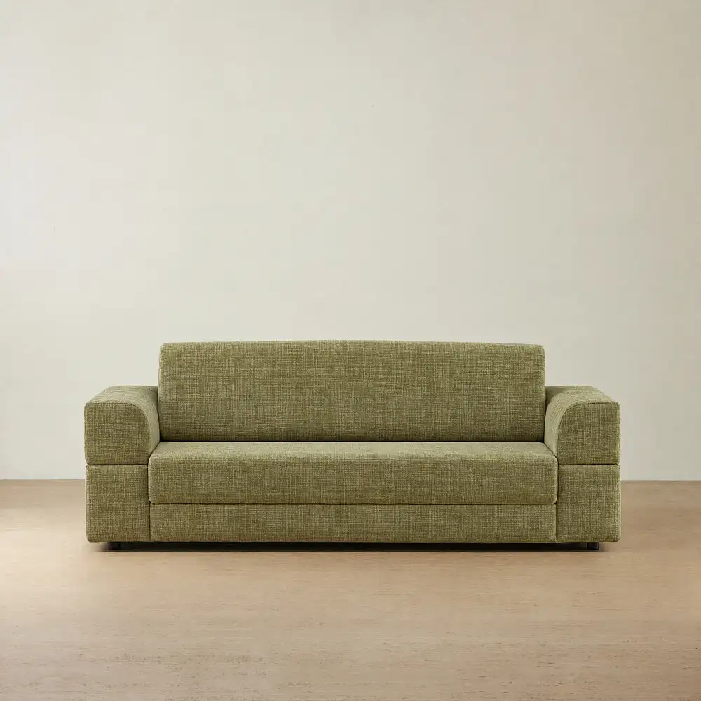 Riviera Dusty Green Chenille Fabric 3 Seater Sofa Bed