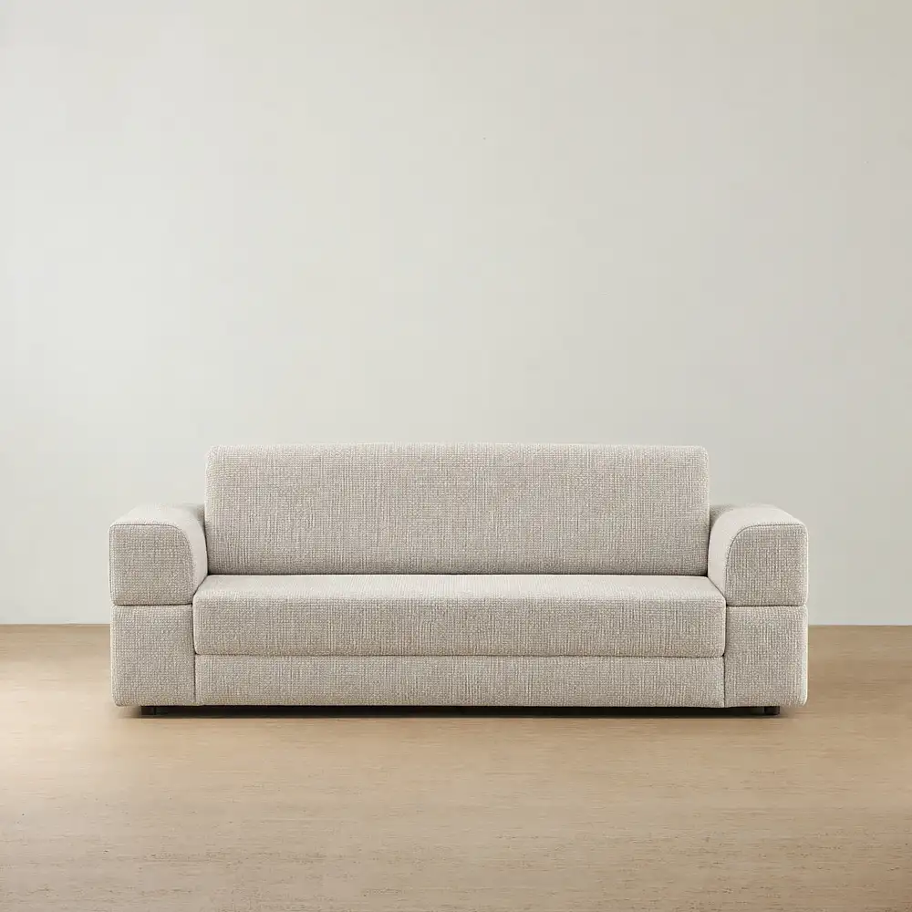 Riviera Chalk White Chenille Fabric 3 Seater Sofa Bed