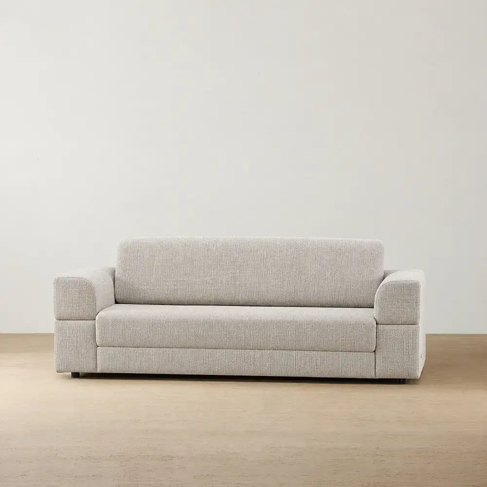 Riviera Chalk White Chenille Fabric 3 Seater Sofa Bed