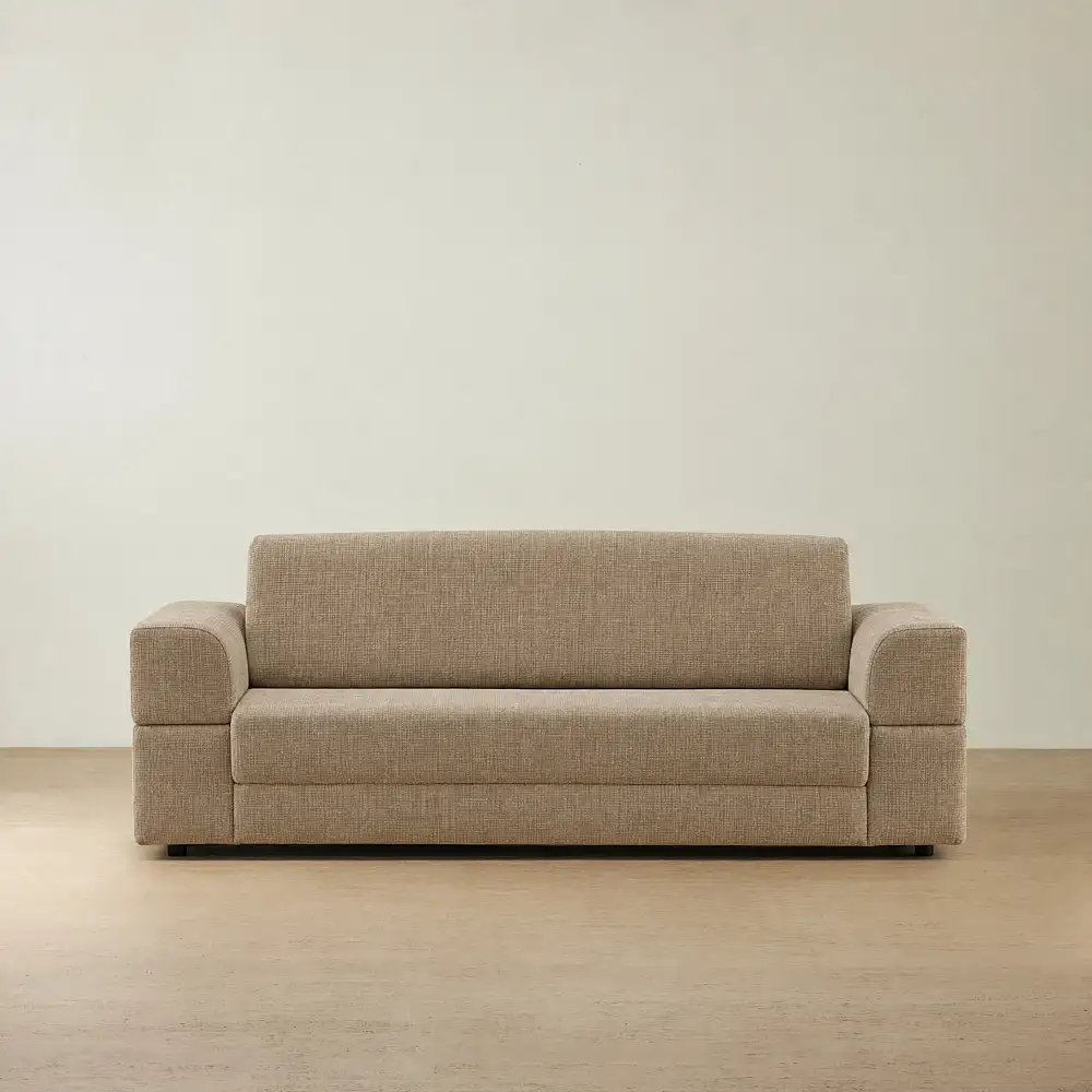 Riviera Mushroom Chenille Fabric 3 Seater Sofa Bed
