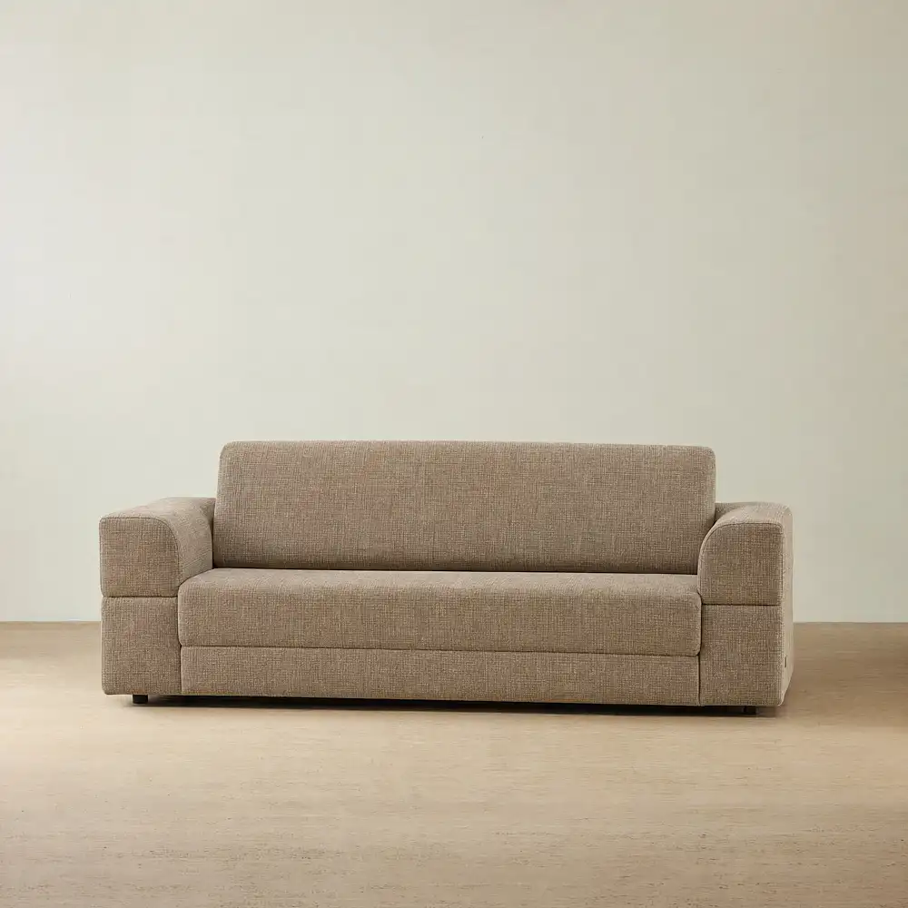 Riviera Mushroom Chenille Fabric 3 Seater Sofa Bed