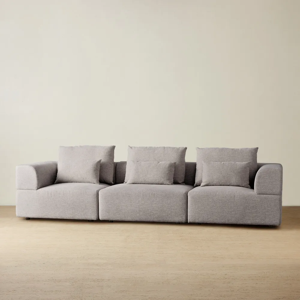 Riviera III Graphite 3 Pieces Modular Fabric Sofa
