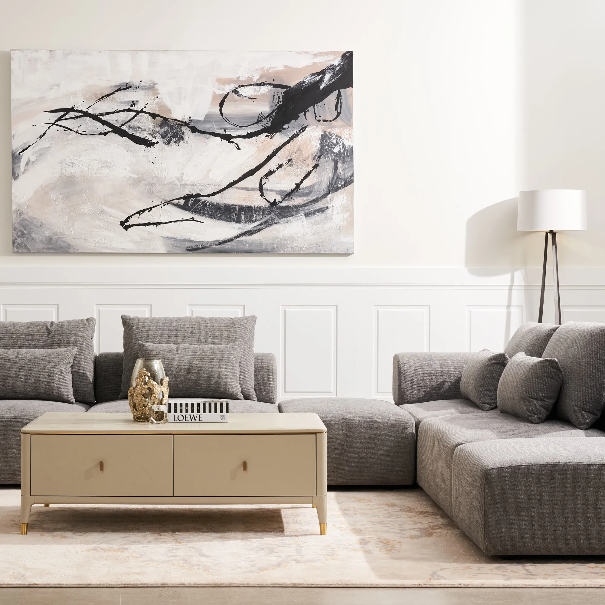 Riviera III Graphite Fabric Modular Sofa