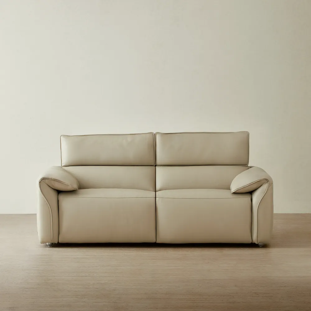 Arlington Almond Cream Leather 2 Pieces Modular Dual Electric Recliner