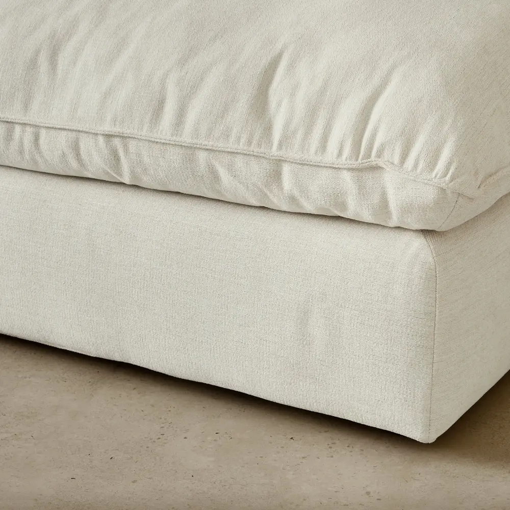 	Macie Chiffon White Fabric 5 Pieces Modular Corner Sofa