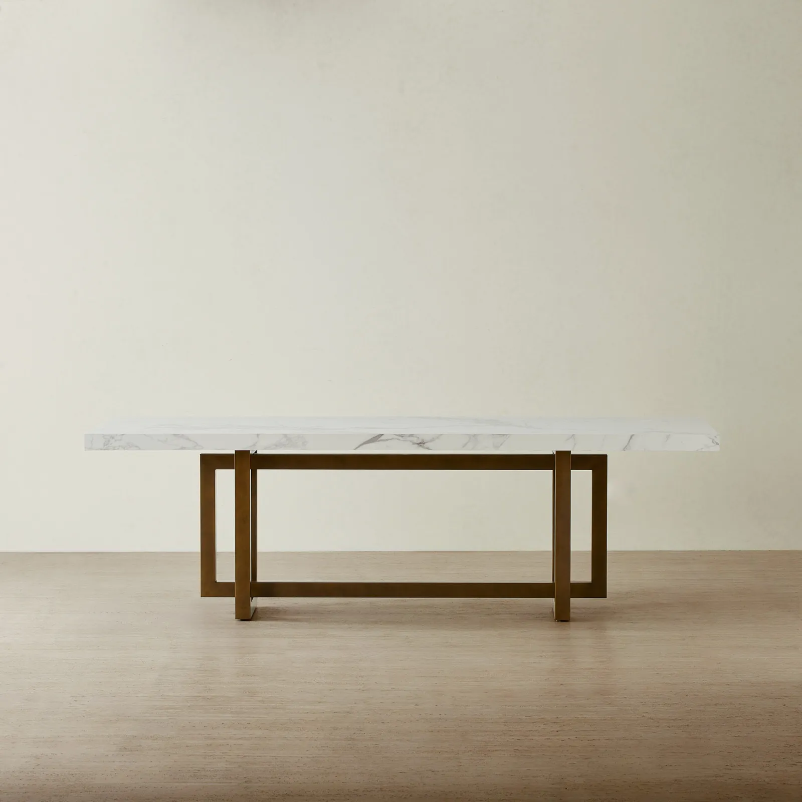 Grayson Brushed Bronze Rectangular Dining Table with Statuario White Sintered Stone Top - 240x105cm