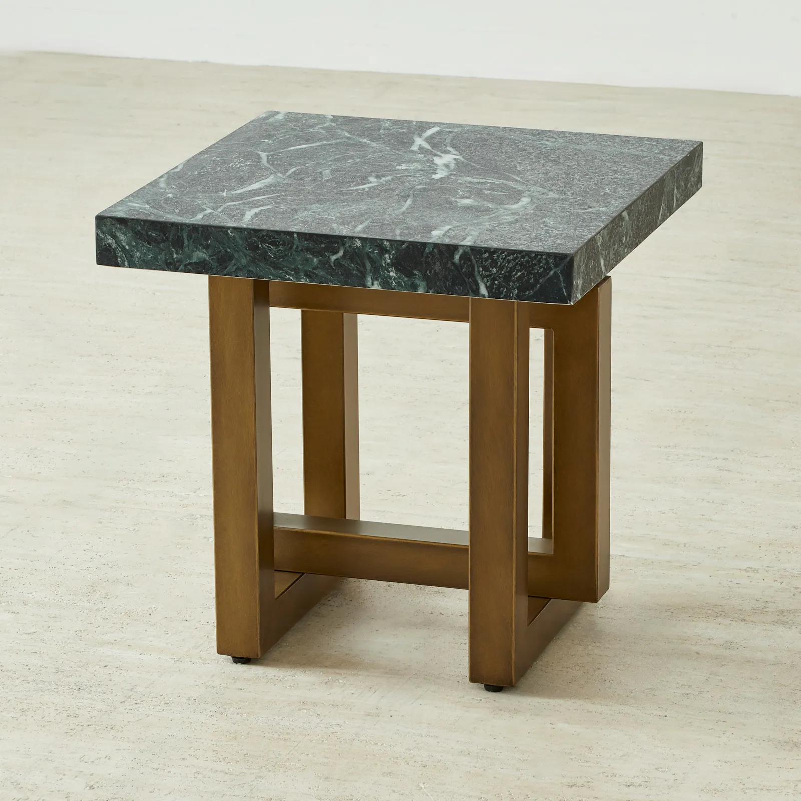Grayson Brushed Bronze Side Table with Emerald Green Sintered Stone Top
