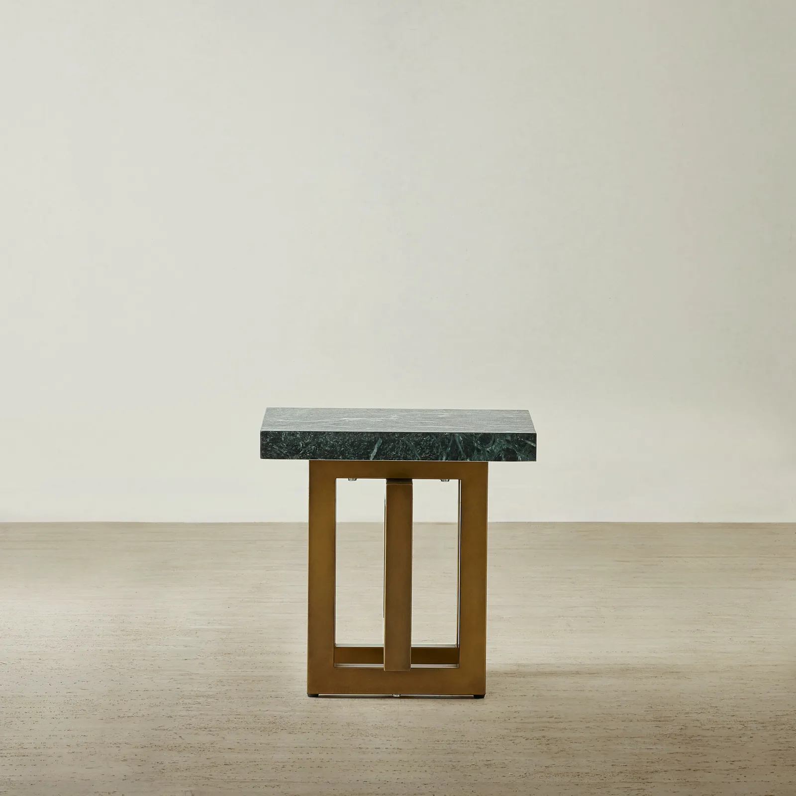 Grayson Brushed Bronze Side Table with Emerald Green Sintered Stone Top