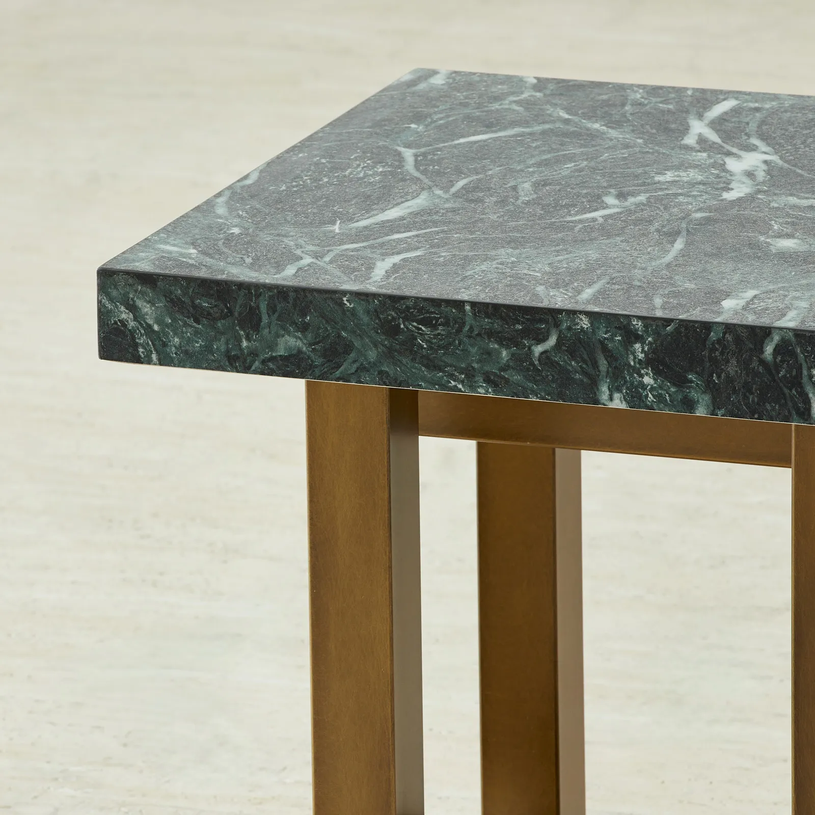 Grayson Brushed Bronze Side Table with Emerald Green Sintered Stone Top